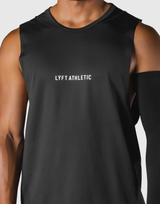 Multi Pattern Back Mesh Loose Tanktop - Black