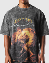 Herculean Graphic Vintage Big T-Shirt - Black