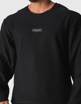 Thermal Loose Wappen Long T-Shirt - Black