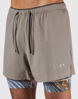 Layered Stretch Nylon Shorts - Beige