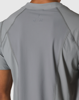 Back Mesh Stretch Slim T-Shirt - Grey