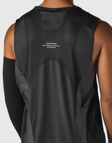 Multi Pattern Back Mesh Loose Tanktop - Black