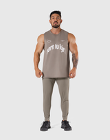 Stretch Waffle Nylon Loose Fit Tanktop - Beige