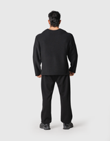 Thermal Loose Wappen Long T-Shirt - Black