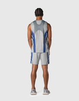 Multi Pattern Back Mesh Loose Tank Top - Grey