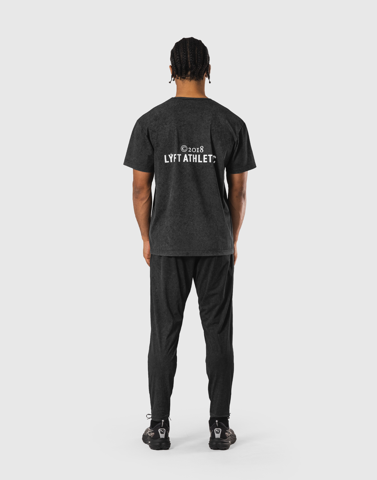 Stretch Nylon Emblem Vintage T-Shirt - Black
