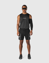 Multi Pattern Back Mesh Loose Tanktop - Black