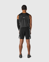 Multi Pattern Back Mesh Loose Tanktop - Black