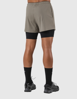 Layered Stretch Shorts - Beige