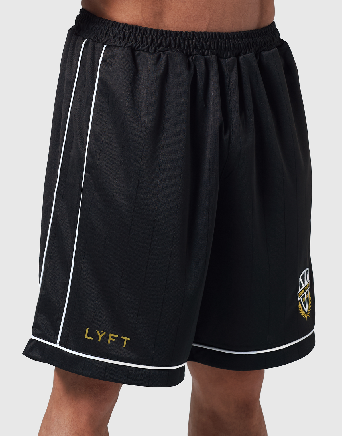 Pinstripe Emblem Shorts - Black