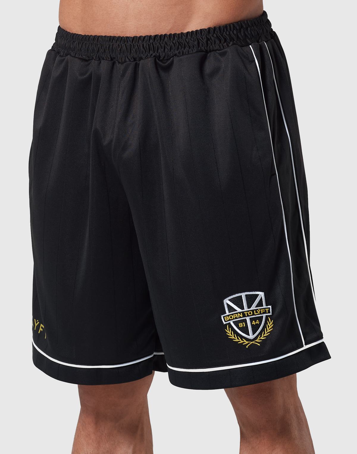 Pinstripe Emblem Shorts - Black