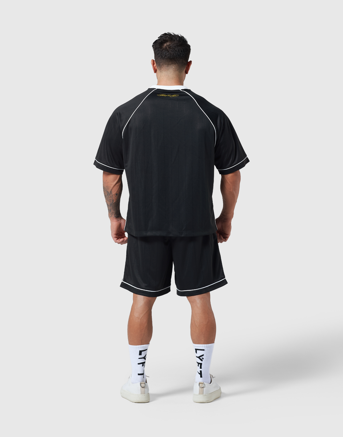 Pinstripe Emblem Big T-Shirt - Black