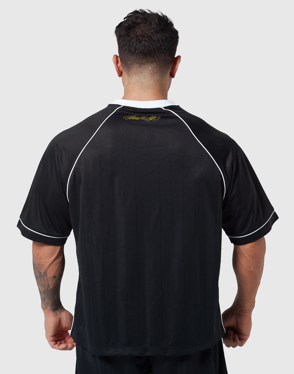 Pinstripe Emblem Big T-Shirt - Black