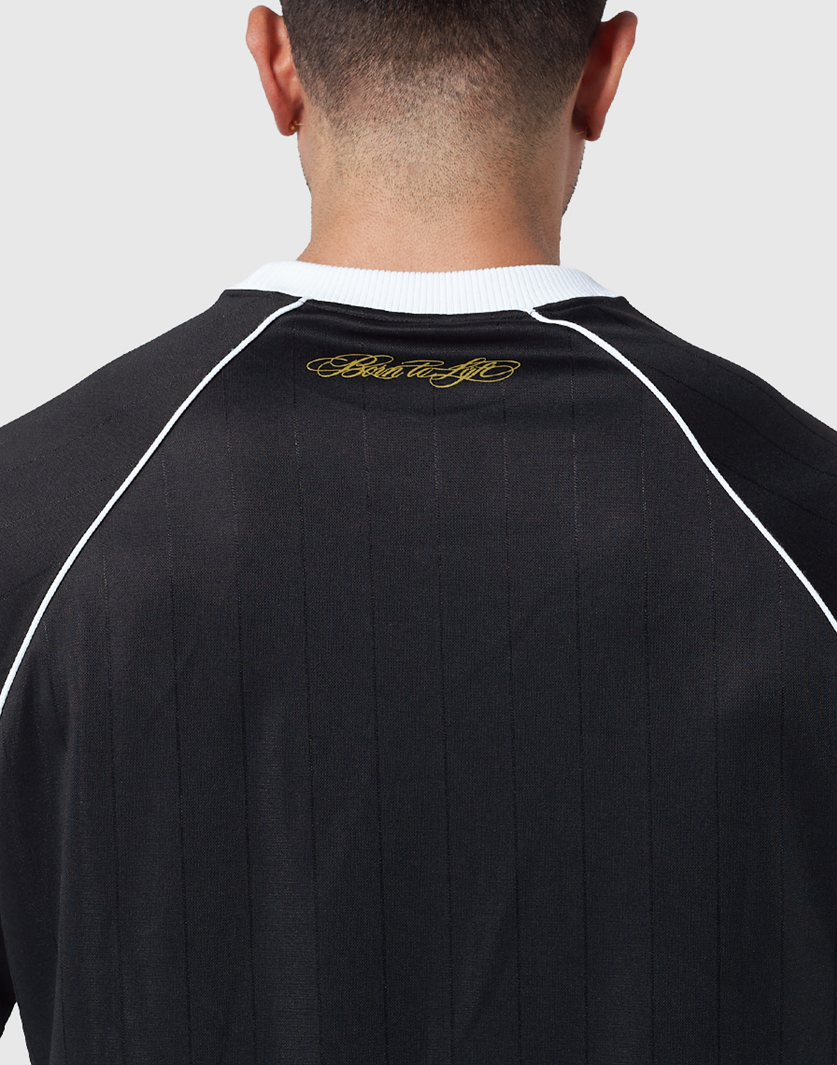Pinstripe Emblem Big T-Shirt - Black