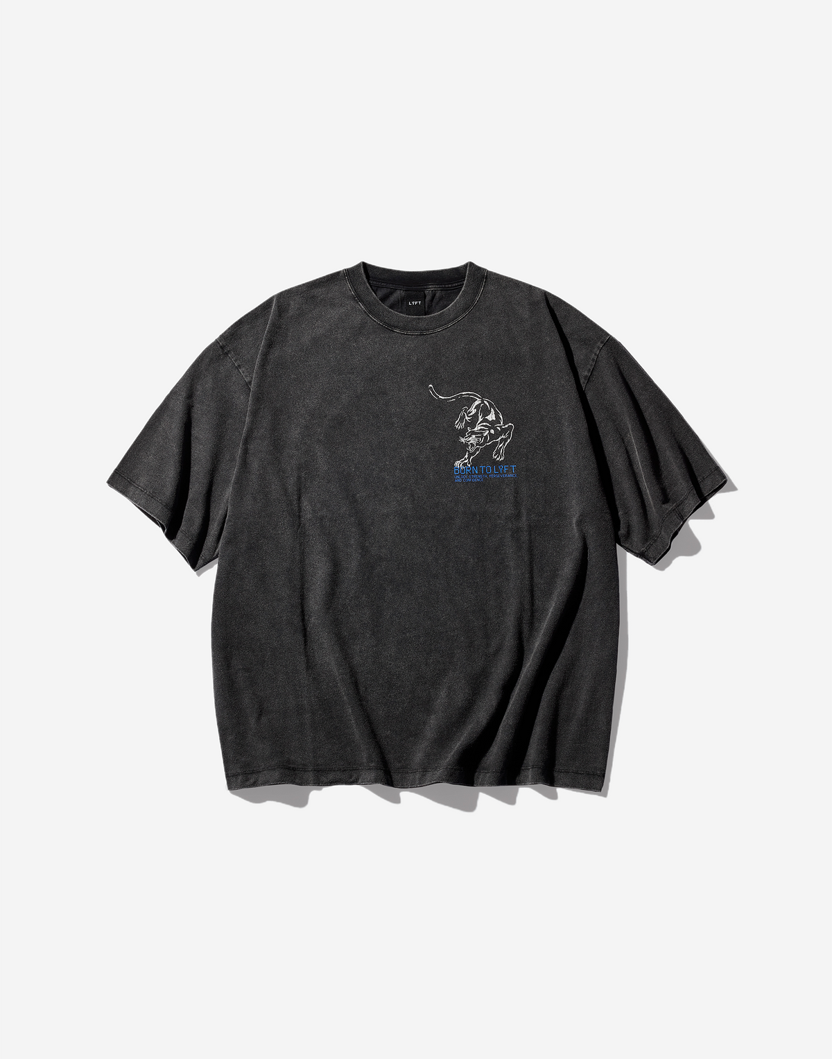One Point Panther Vintage Big T-Shirt - Black