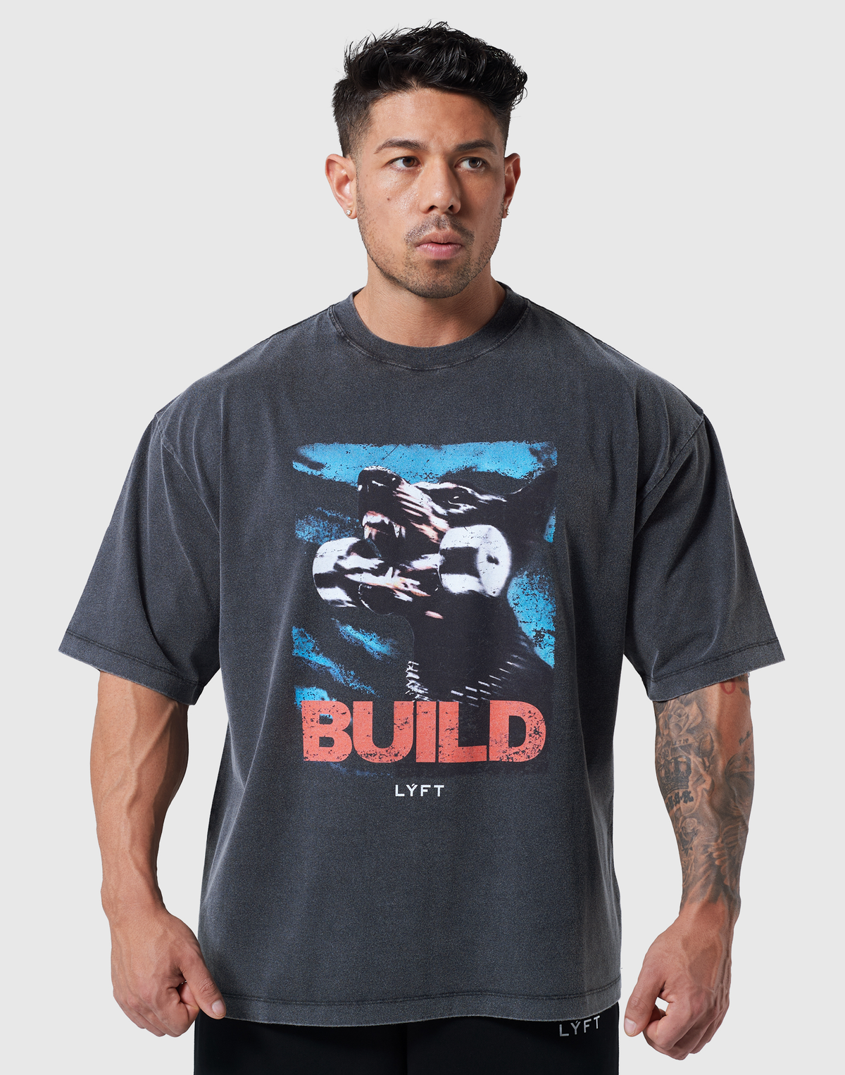 Doberman Graphic Vintage Big T-Shirt - Black