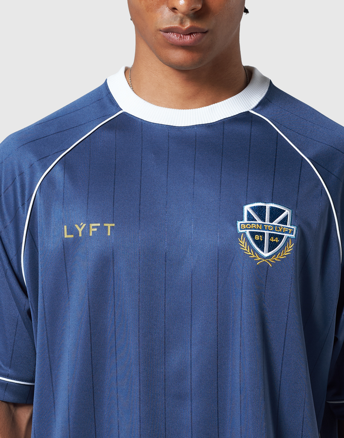 Pinstripe Emblem Big T-Shirt - Grey