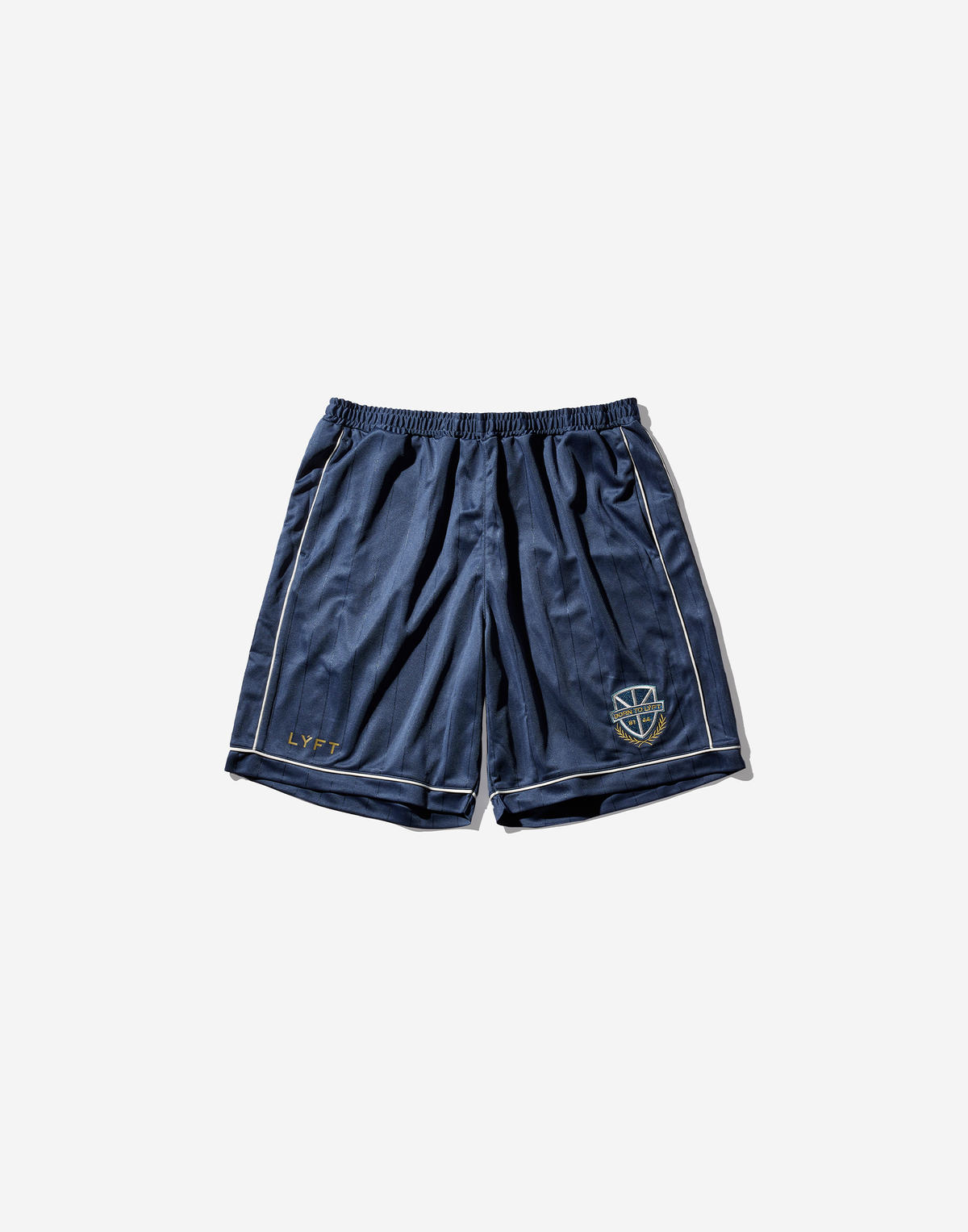 Pinstripe Emblem Shorts - Grey