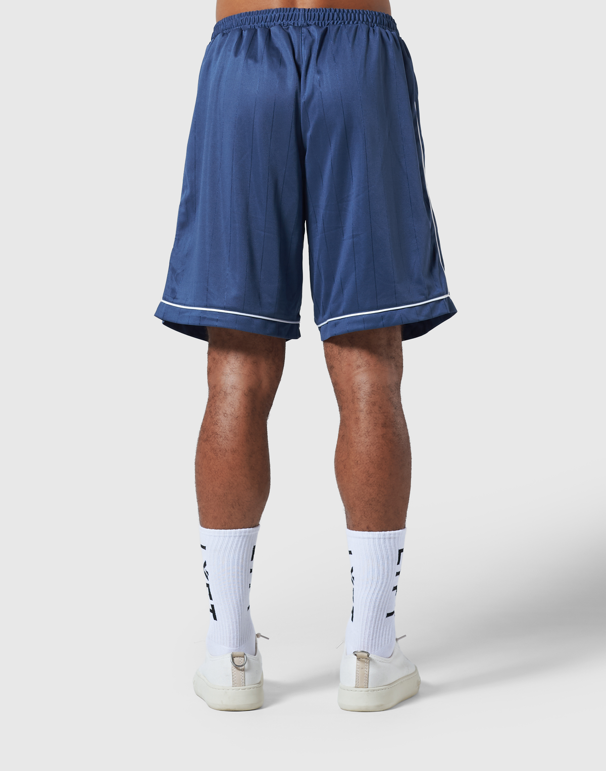 Pinstripe Emblem Shorts - Grey
