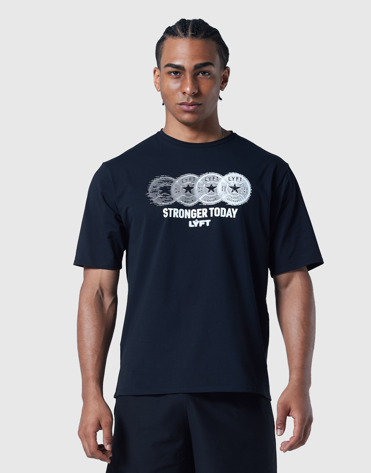 Extend Cotton Plate Star Graphic T-Shirt - Black