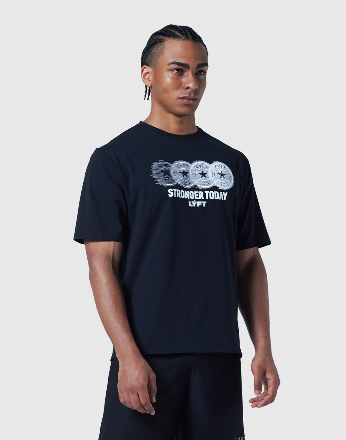 Extend Cotton Plate Star Graphic T-Shirt - Black