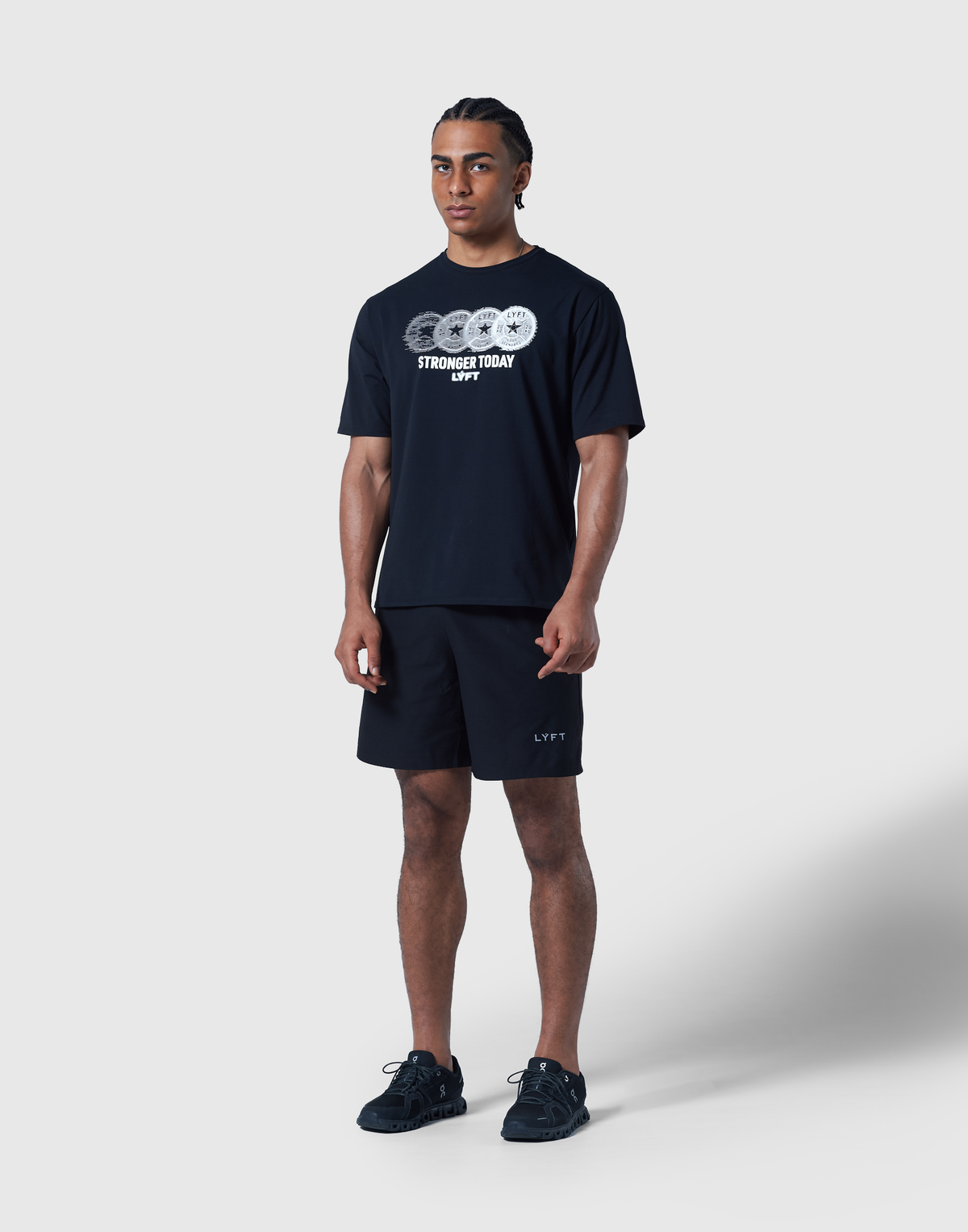 Extend Cotton Plate Star Graphic T-Shirt - Black