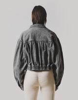 Back Gather Denim Jacket - Grey
