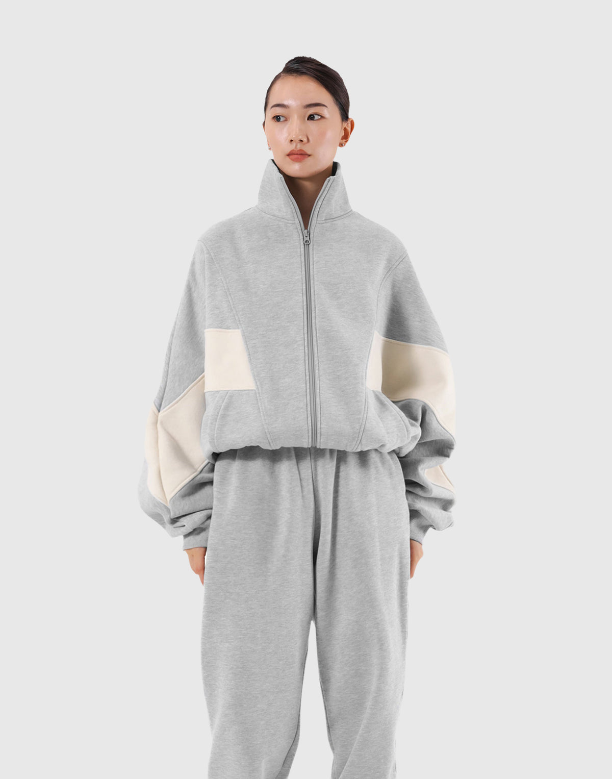 Loose Fit Zip Up Sweat Jacket 2 - Grey
