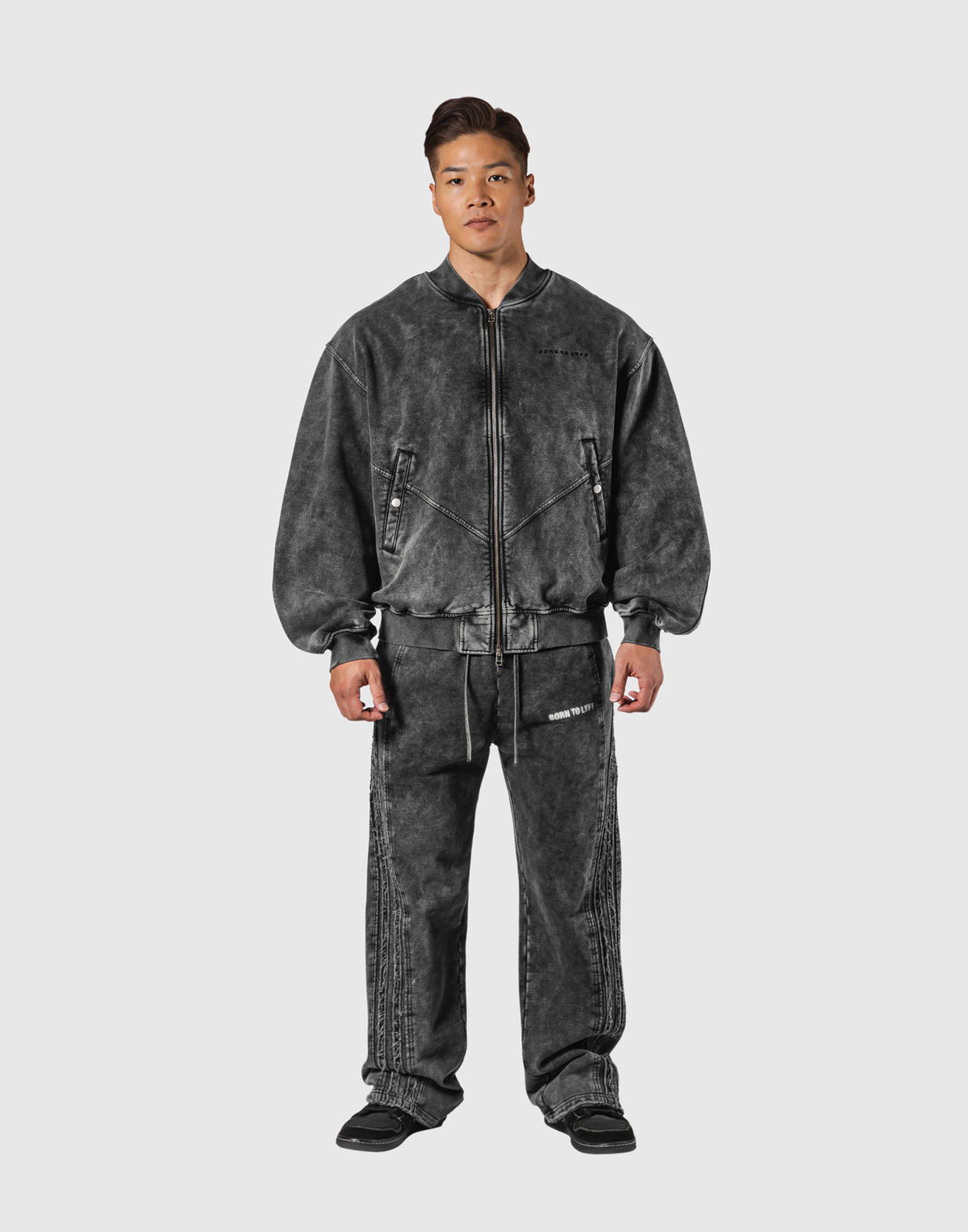 Vintage Sweat Bomber Jacket - Black