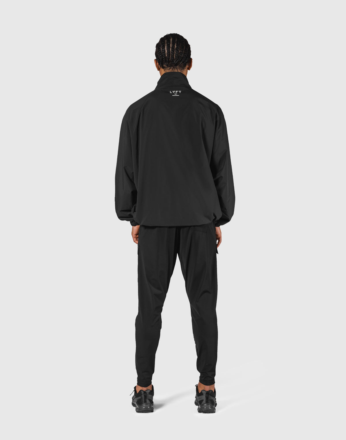 Basic Nylon Zip Up Jacket - Black