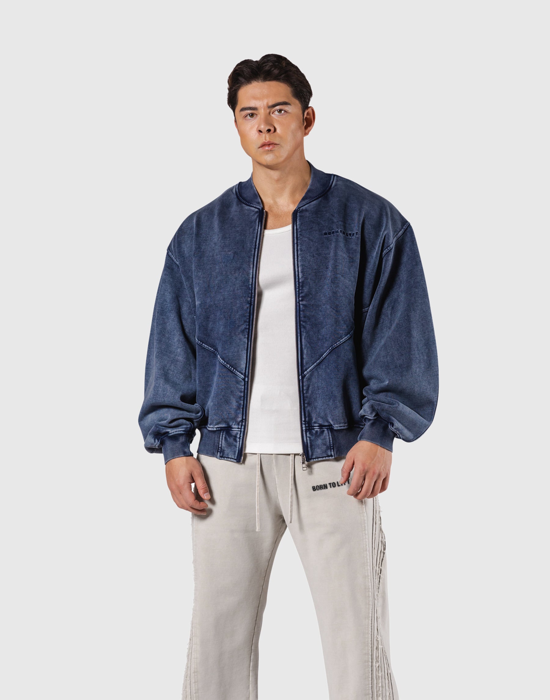 Vintage Sweat Bomber Jacket - Navy – LÝFT