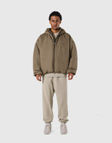 Oversize Hooded Puffer Jacket - Beige