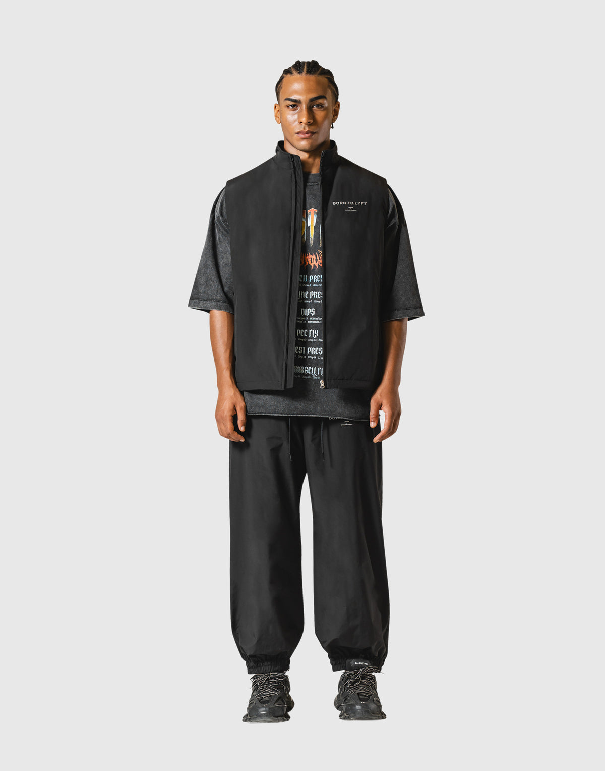 Nylon Zip Up Vest - Black