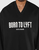 Oversize V-Neck Sweat Shirt - Black
