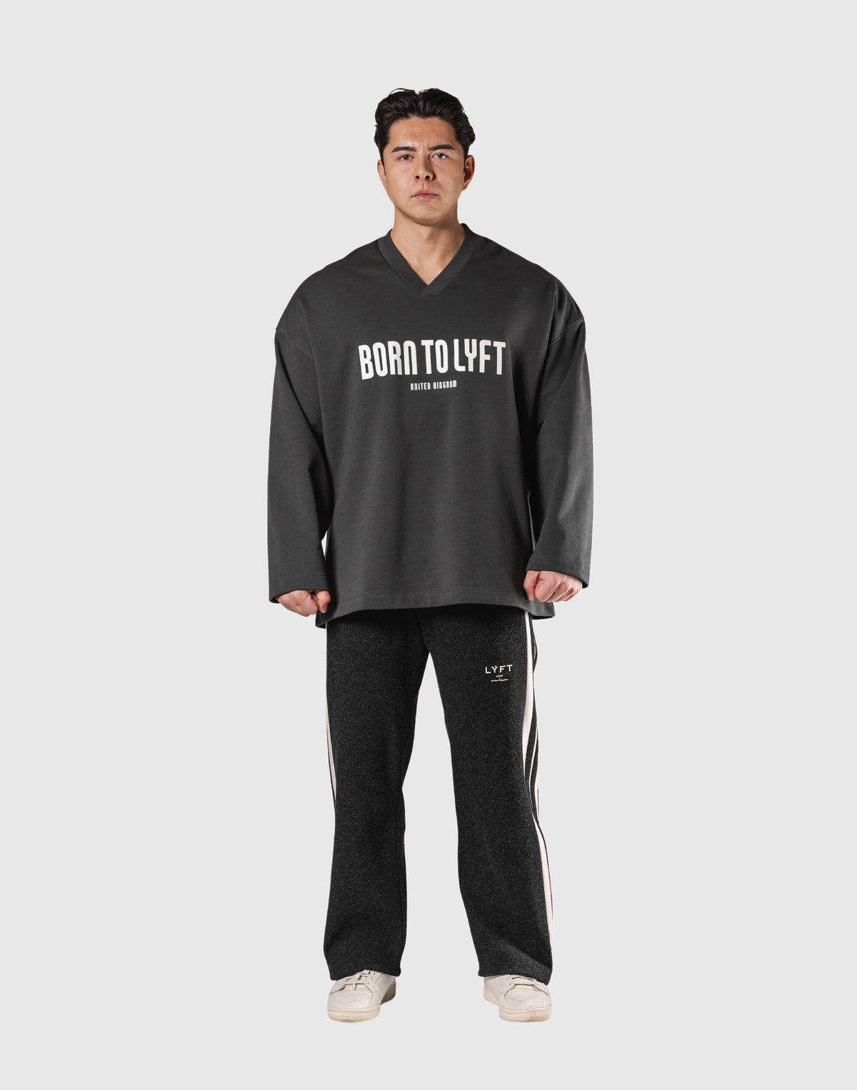 Oversize V-Neck Sweatshirt - D.Grey
