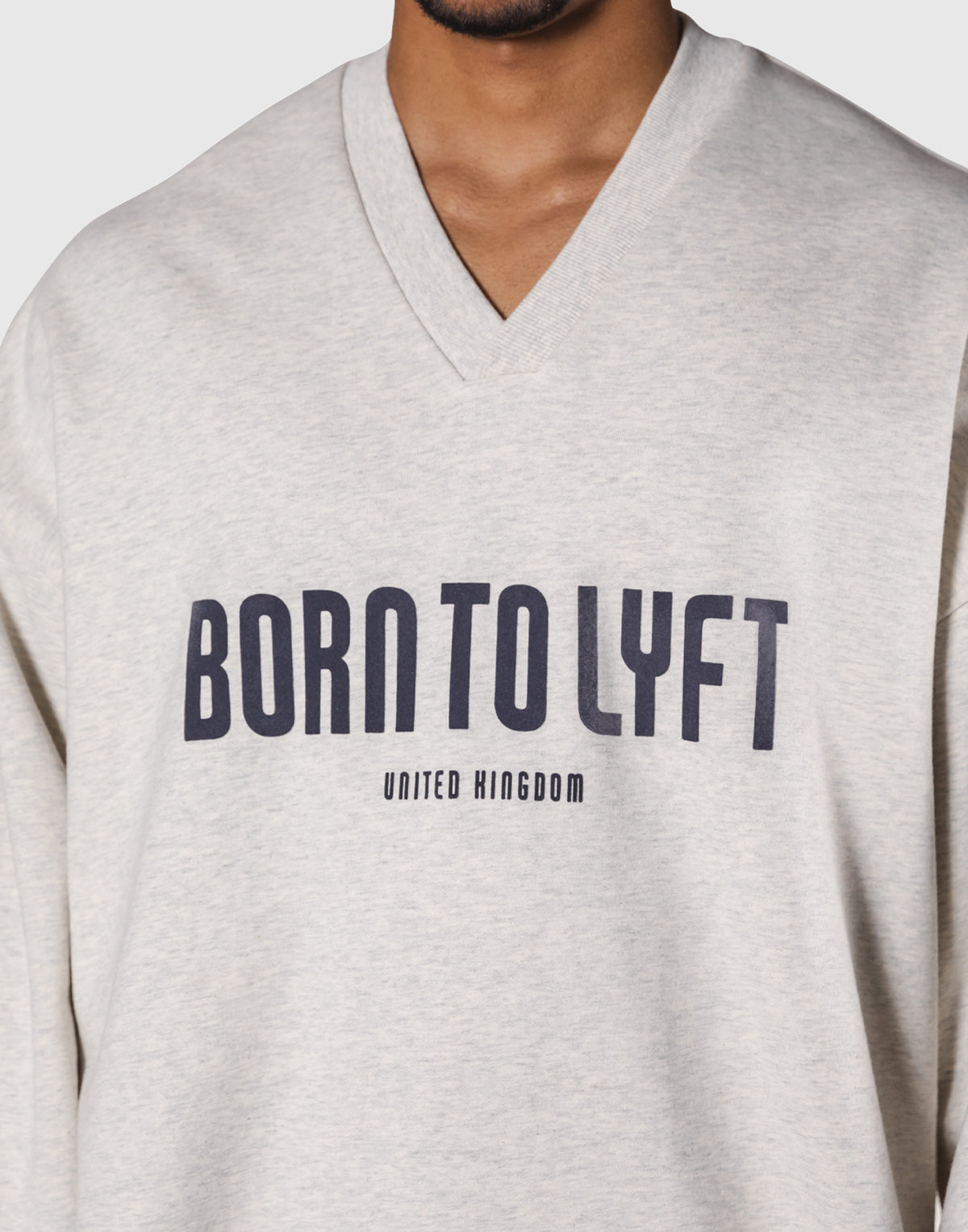 Oversized V-Neck Sweatshirt - Ivory