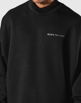 Oversize Mock Neck Pullover - Black