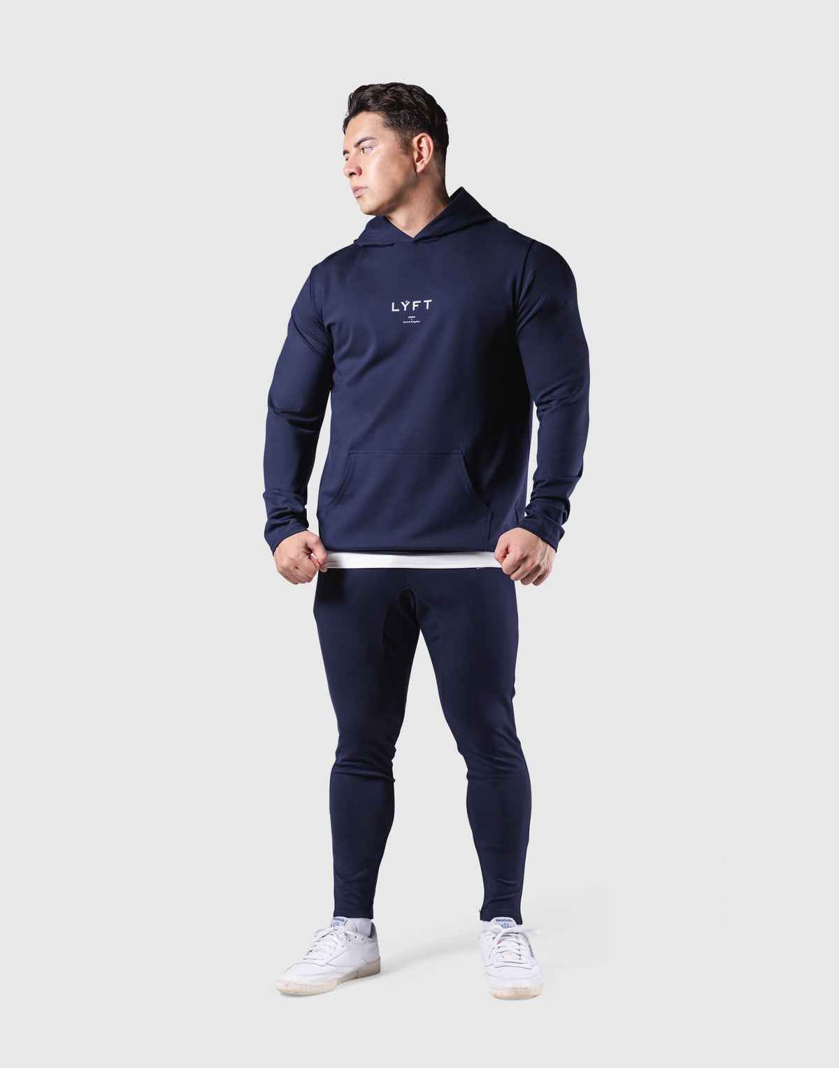 Standard Fit Stretch Pullover Hoodie - Navy