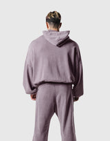 Oversized Vintage Zip-Up Hoodie - Purple