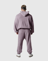 Oversized Vintage Zip-Up Hoodie - Purple