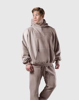Old English Extra Wide Pullover Hoodie - Beige