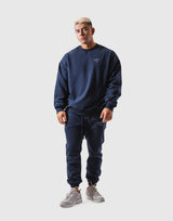 One Point Oversize Crew Neck Sweat - Navy