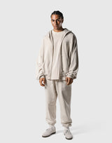 Oversize Vintage Sweat Zip-Up Hoodie - Ivory
