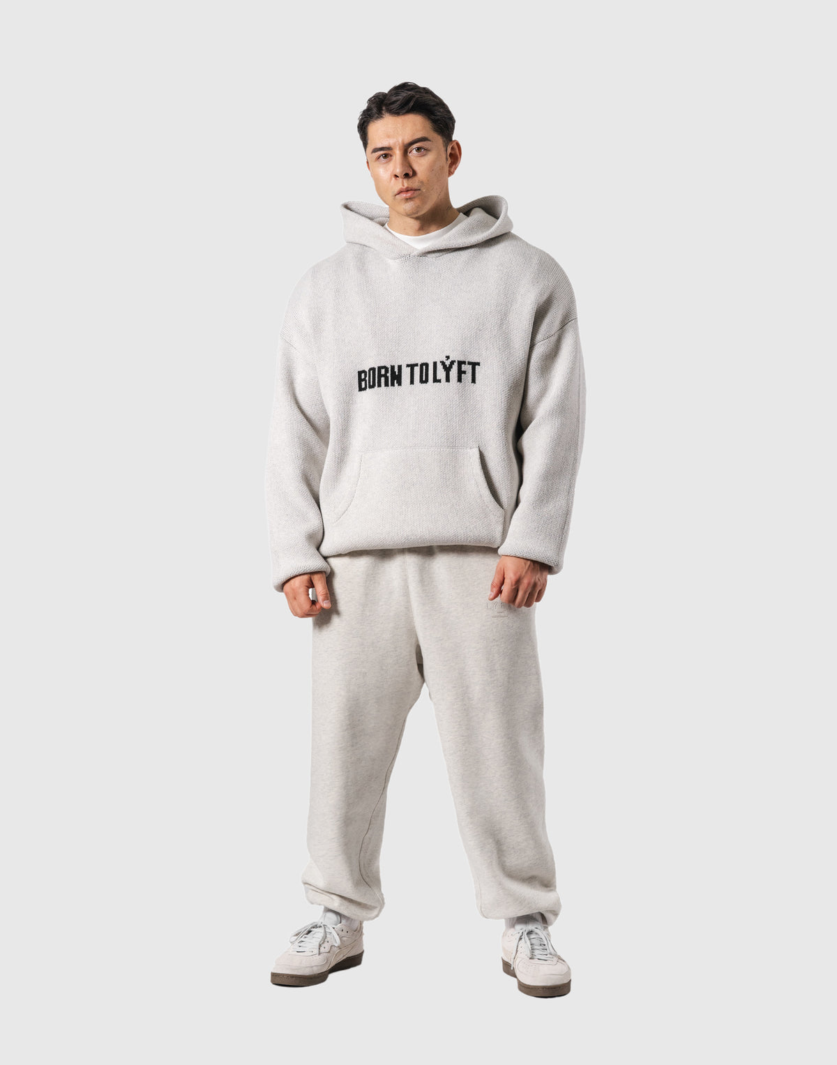 BTL Double Jacquard Knit Hoodie - Ivory