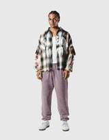 Cut-Off layered Oversize Check Shirt - Ivory