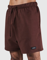 Logo Crest Sweat Shorts - Brown