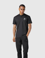 Laurel Y Stretch Button Neck T-Shirt - Black