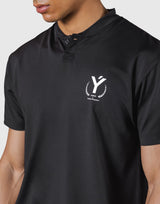 Laurel Y Stretch Button Neck T-Shirt - Black