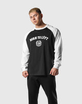 College Logo Raglan Big Long T-Shirt - Black