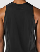 Shoulder Pattern Stretch Standard Tanktop - Black